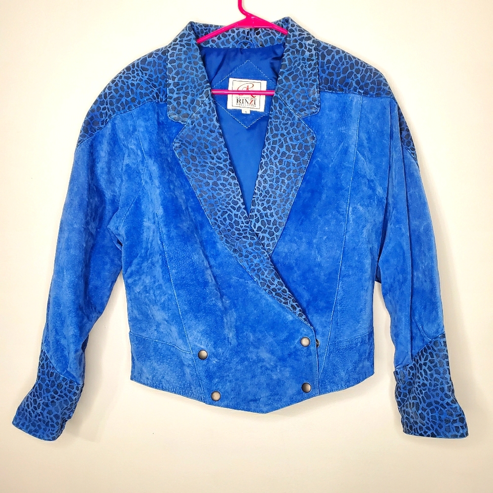 8) RINZI Vintage Punk Rock Business animal print leather Jacket Sz. S